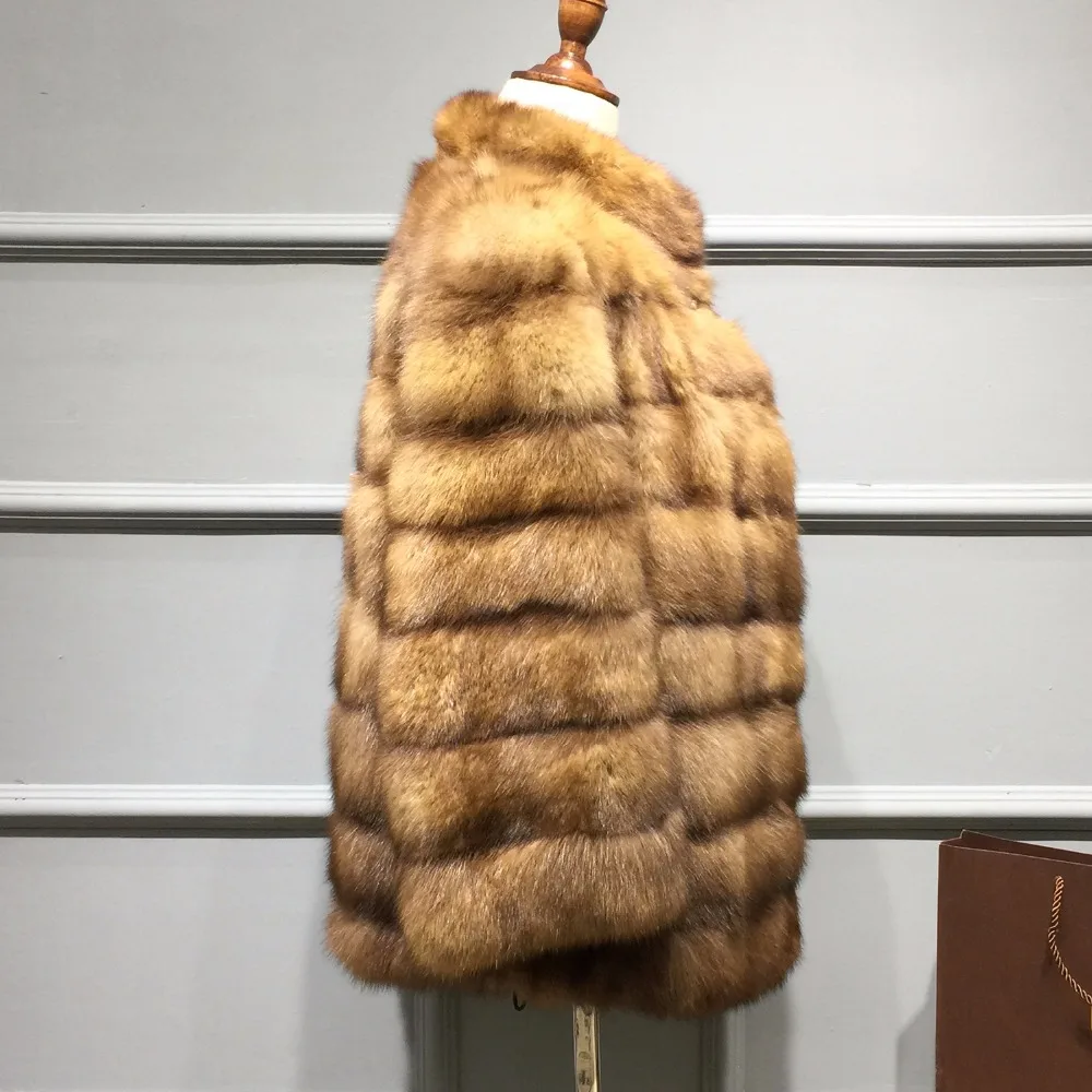 Qualité Vison 2018 D'hiver Au Vêtements Nature Chaud Fourrure Manteaux Manteau Veste Survêtement Montant Réel Sable Nouveau Noble Col Style De TJcFK1l