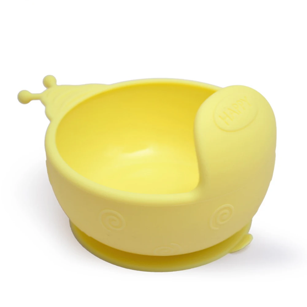 Snail Shape Silicone Baby Suction Bowl Slip Resistant Learning Feeding Tableware kids Plate/Tray Suction Cup Baby Dinnerware Set - Цвет: Цвет: желтый