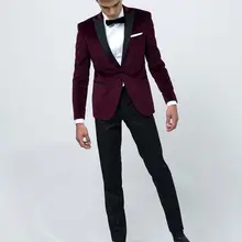 Последние конструкции пальто брюки фиолетовый красный смокинги жениха черные лацканы мужские свадебные Выпускные вечерние костюм жениха костюм(куртка+ брюки) Terno