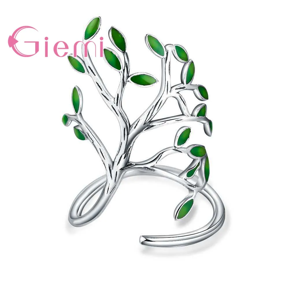

925 Sterling Silver Green Tree Hope Of Life Cubic Zirconia Finger Rings For Dance Party Top Quality Never Fade Cost Prirce
