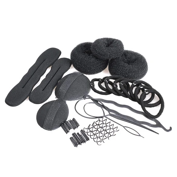 

Fashion Lady Magic Hair Clip Styling Maker Tool Set Pads Hair Foam Sponge Bun Donut Hairpins Set  -MX8