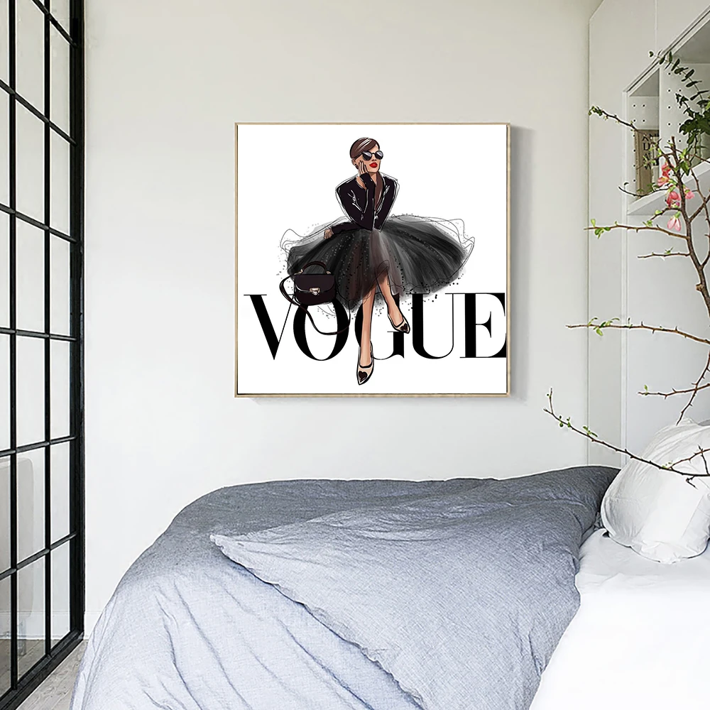 LECHAO Quadro Vogue плакат модная девушка Картина на холсте живопись домашний декор