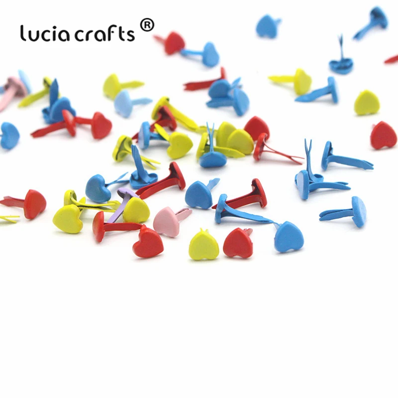 Lucia crafts 100 шт 5 мм/8 мм металлическая пастель в форме сердца украшение для скрапбукинга крепежа брадсы DIY рукоделия G0945