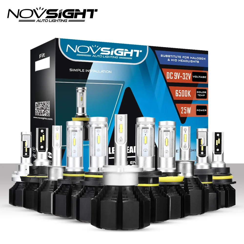 50W 12000LM LED Headlight Kit High Beam Bulb 6500K White NOVSIGHT CREE 9007 HB5