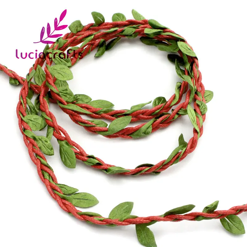 Lucia crafts ширина 1 см DIY воск шнур с листьями упаковочный материал домашняя декоративная веревка 2 ярдов/партия W0805