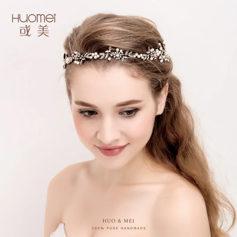 Elegant Handmade gold Floral Leaf Wedding Headpiece Bridal Headband