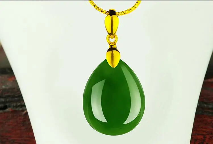 Hetian jade Подвеска женская и Hetian jade капля золотое ожерелье с сертификатом
