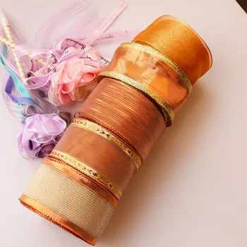 

3-6cmDIY AccessoriesRibbon with wire edge, hard mesh, ribbon, gold ribbon, decorative tree gift box, bowknot wrapping
