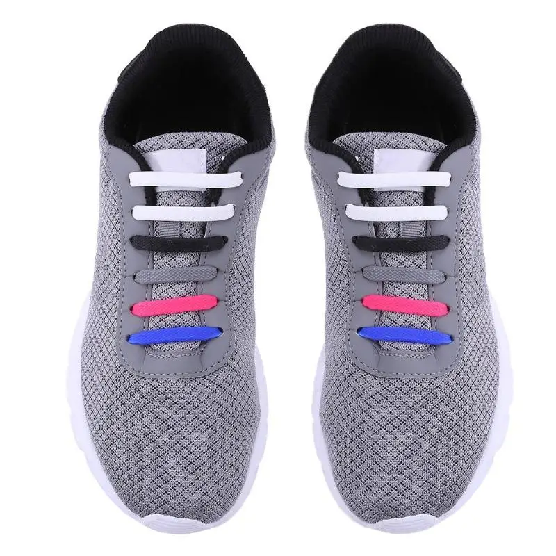 8 Pairs/Set Silicone Shoelaces Children Elastic Multifunctional Shoe String Solid Color Running No Tie Shoelaces for Kids Adults