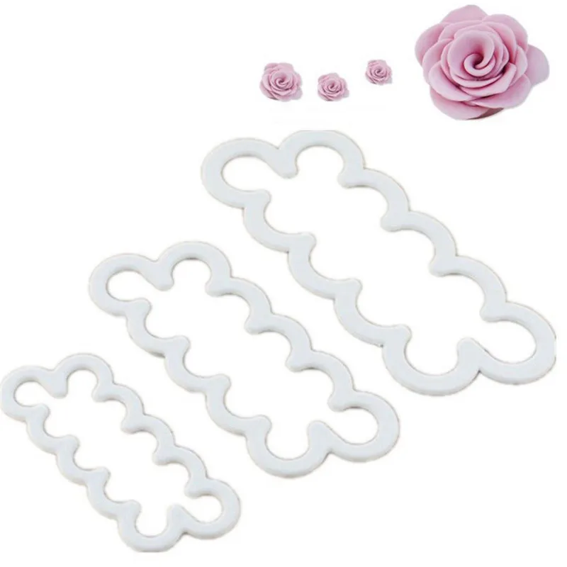 

3PCS 3D Cake Easiest Rose Petal Flower Cookie Cutter Mold Fondant Icing Fondant Decorating Mould Sugarcraft Tools