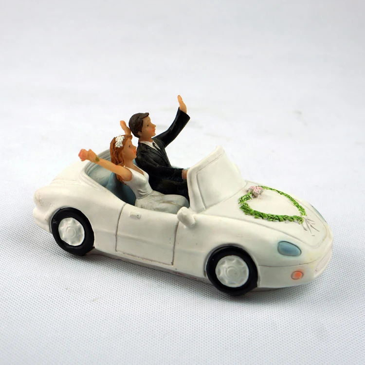 Elegant Mariage Voiture Mariee Et Le Marie Toppers Couple Figurine Mariage Drole Gateau Topper Aliexpress