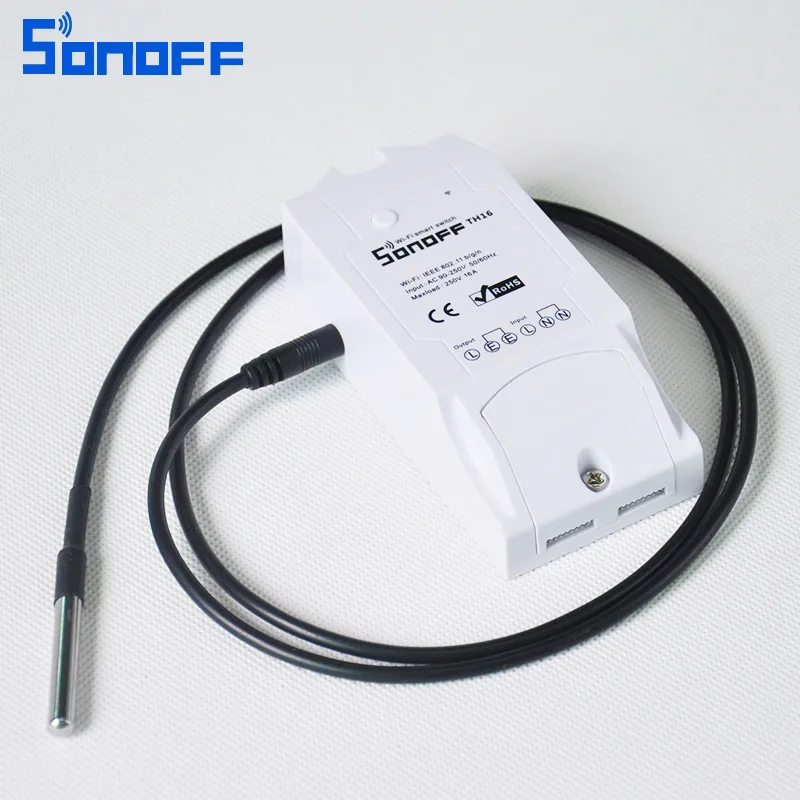 Sonoff th 16a/10A Температура и мониторинга влажности Wi Fi Smart Switch контроллер Сенсор с