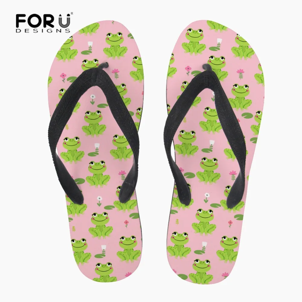 

FORUDESIGNS Beach Flip Flops Casual Women Novely Frog Summer Beach Slippers Ladies Outside Casual Sandals chaussures femme ete