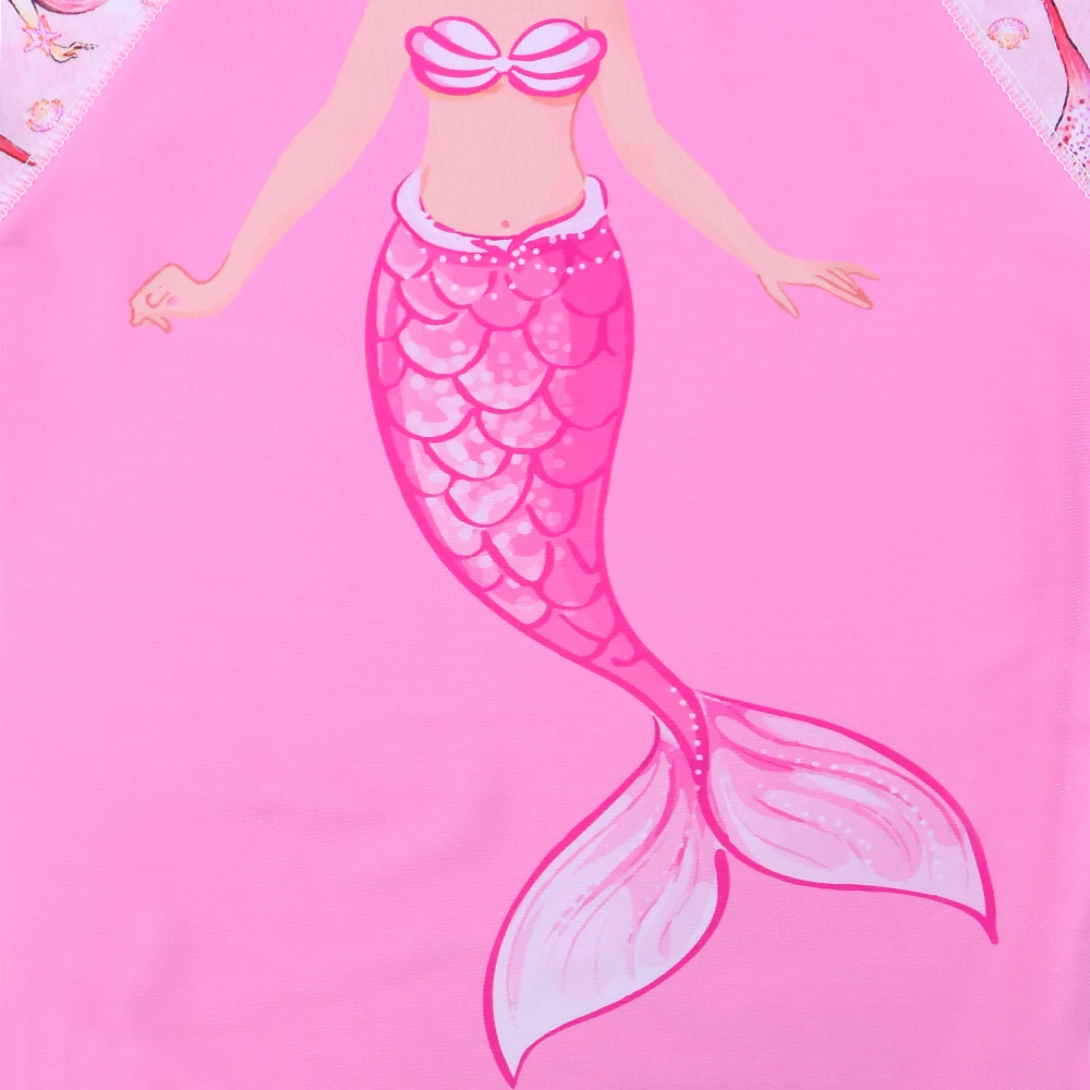 BAOHULU, Детский комплект из двух предметов, розовый купальный костюм русалки для девочек с УФ-защитой SPF 50+ солнцезащитный купальник, летняя пляжная одежда для серфинга
