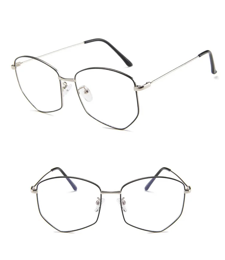 Металлические Модные полигональные очки, оправа Ретро Золотые очки, оправа для очков, круглые компьютерные очки, унисекс, без градусов HA-74