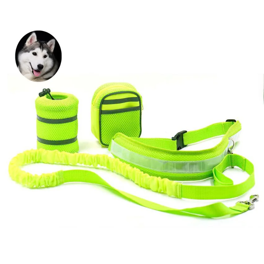 Elastic belt Running dog leash lead sports jogging walking pet collar