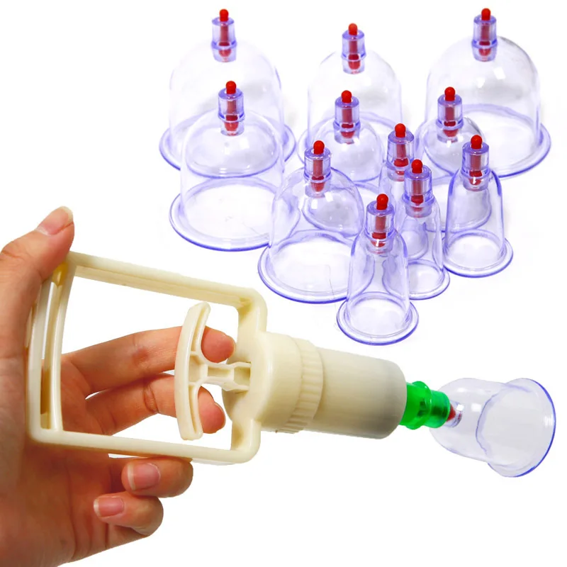 New Chinese Medical 12 cups Vacuum Body Cupping Set Portable Massage