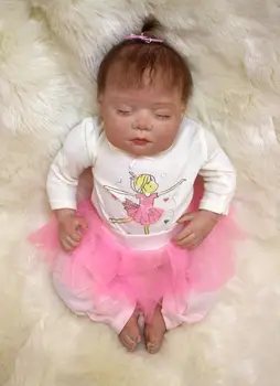 

20 inch 50 cm Silicone baby reborn dolls lifelike reborn doll Beautiful pink princess dress sleeping holiday gift doll