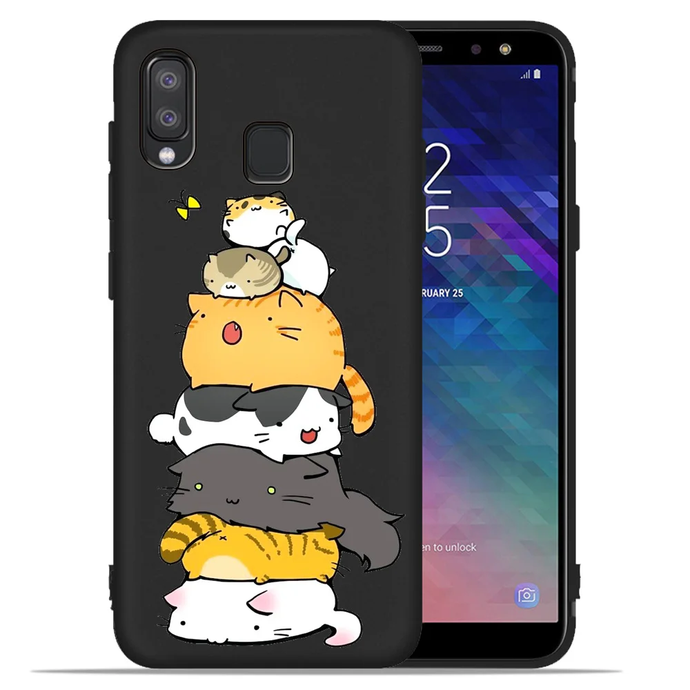 Черный ТПУ чехол для Samsung Galaxy A6 A8 Plus 2018 A10 A20 A30 A40 A50 A70 A320 A520 A720 A7 A9 Coque Etui панда Хаски
