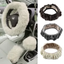 1pc Charm Warm Short Wool Plush car Steering Wheel Cover woolen Car Handbrake font b Accessory