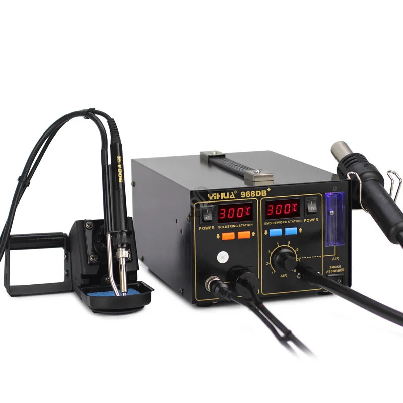 

3 in 1 SMD Rework Station 968DB+ Soldering Station With Smoke Absorber