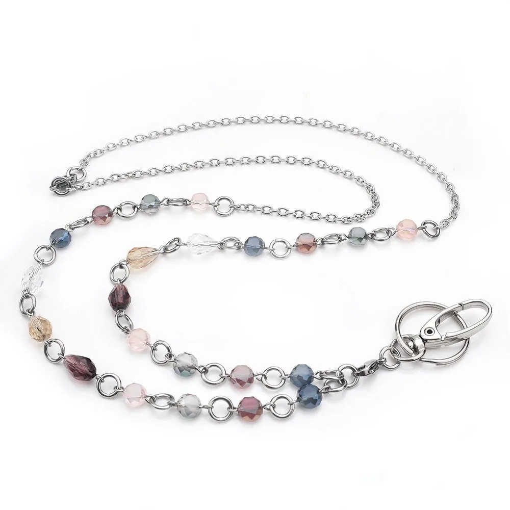 

New Fashion Lanyard Necklace Crystal Beads ID Badge Lanyard Badge Holder Teacher Gift