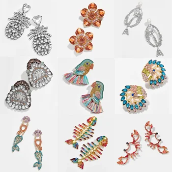 

Best lady 2019 New Bohemian Luxury Crystal Drop Earrings for Wedding Brand Design Bird Fish Crab Party Earrings for Women Gifts