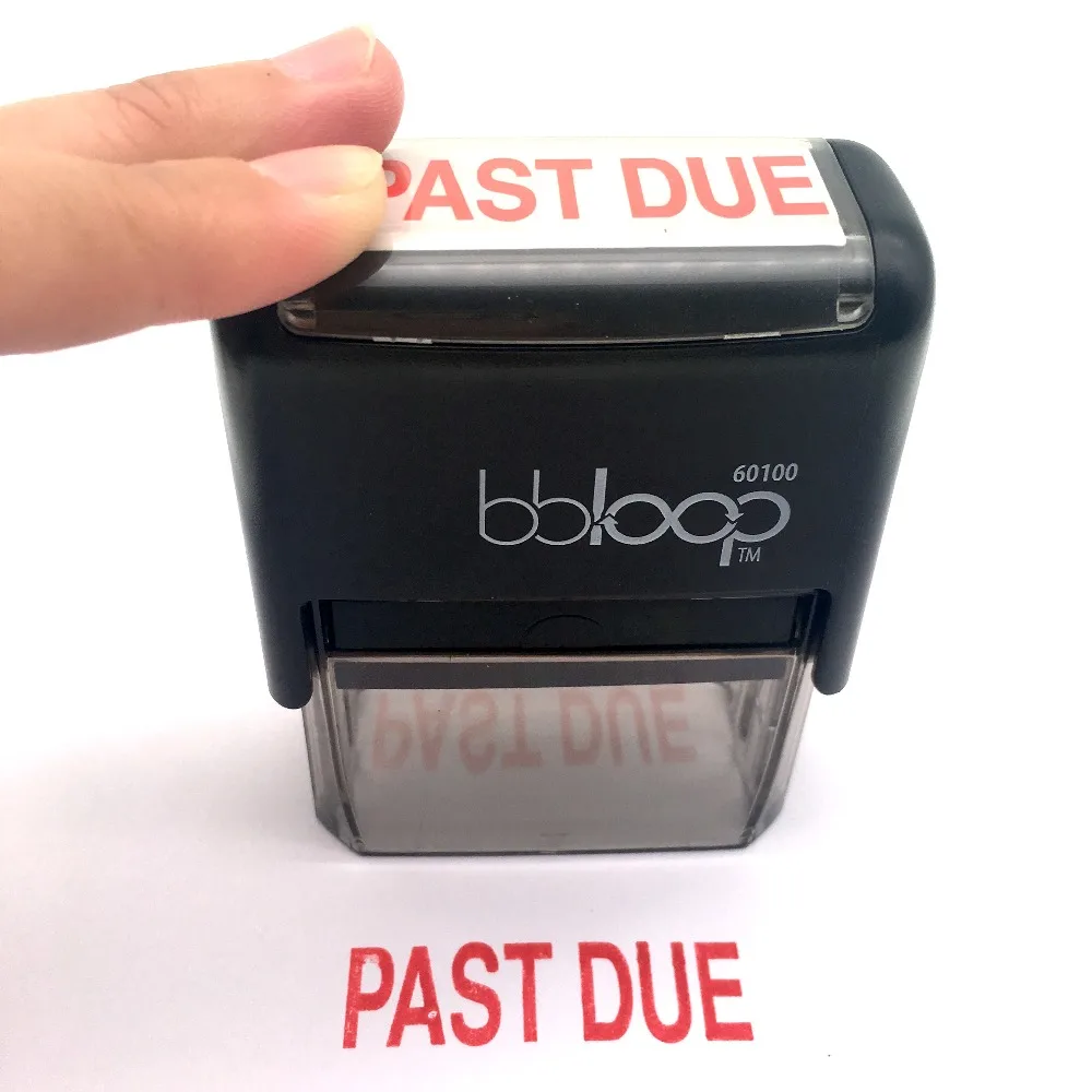 

BBloop "PAST DUE" Self-Inking Stamp, Rectangular. Laser Engraved. RED