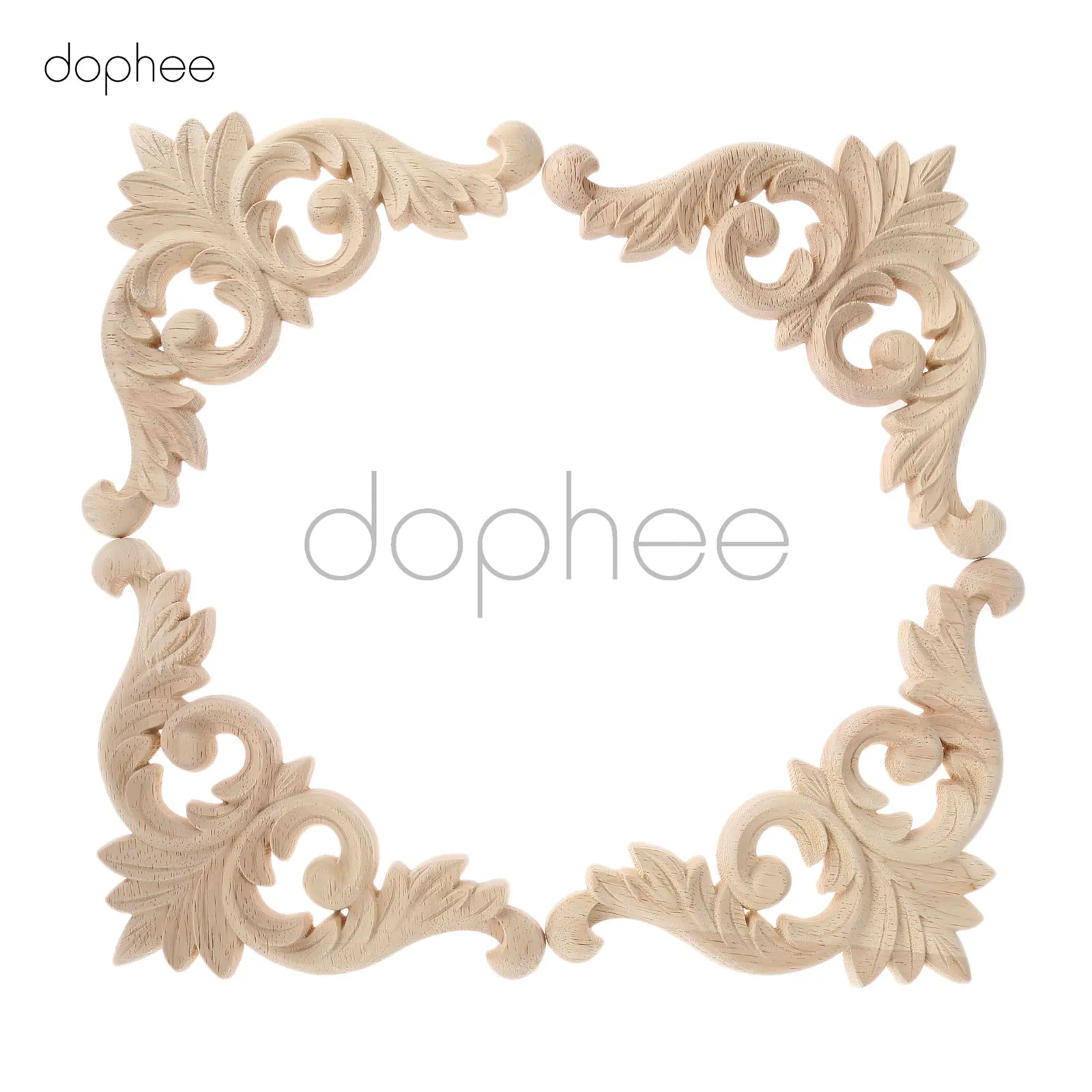 Dophee 4 шт. Цветочная деревянная резная угловая аппликация резьба наклейка для