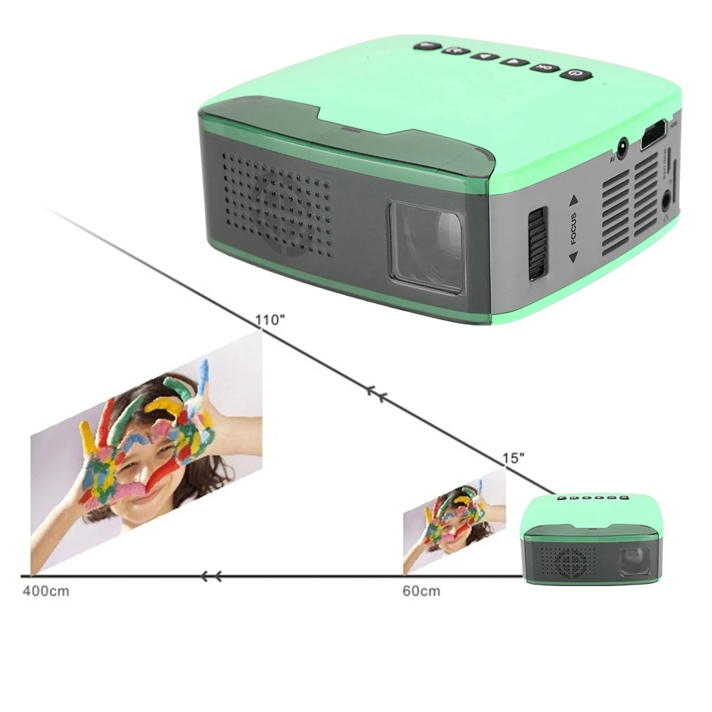 MY20 мини 1080 P HD проектор портативный домашний кинотеатр Beamer AV/HDMI/USB/TF Зеленый 110-240 V (зеленый)