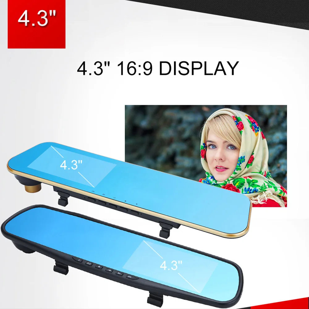 Dash Cam 4.3 inch 5.0 M Car DVR Camera HD 1080x720P Dual Lens Video Recorder Parking Monitor Rear view Mirror Auto Camera H41/42