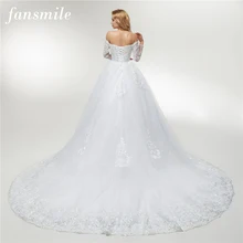 Fansmile аппликация винтажные кружевные платья свадебное платье плюс размер длинный поезд на заказ свадебное турецкое платье FSM-430T