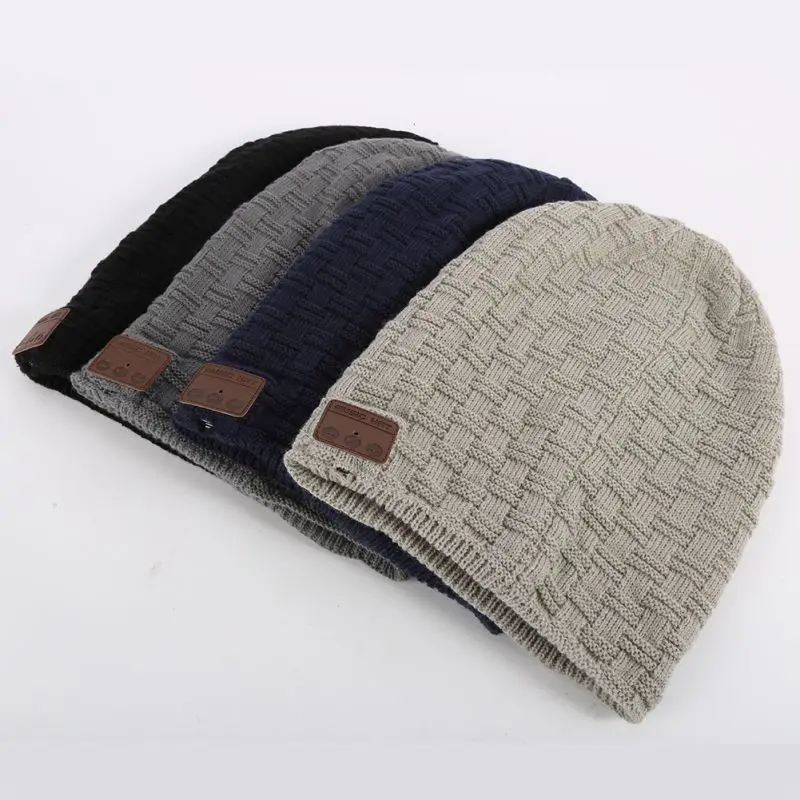 

Winter Warm Wireless Bluetooth Thick Knit Beanie Hat include Built-in Stereo Headphone Earphone and Microphone Gray