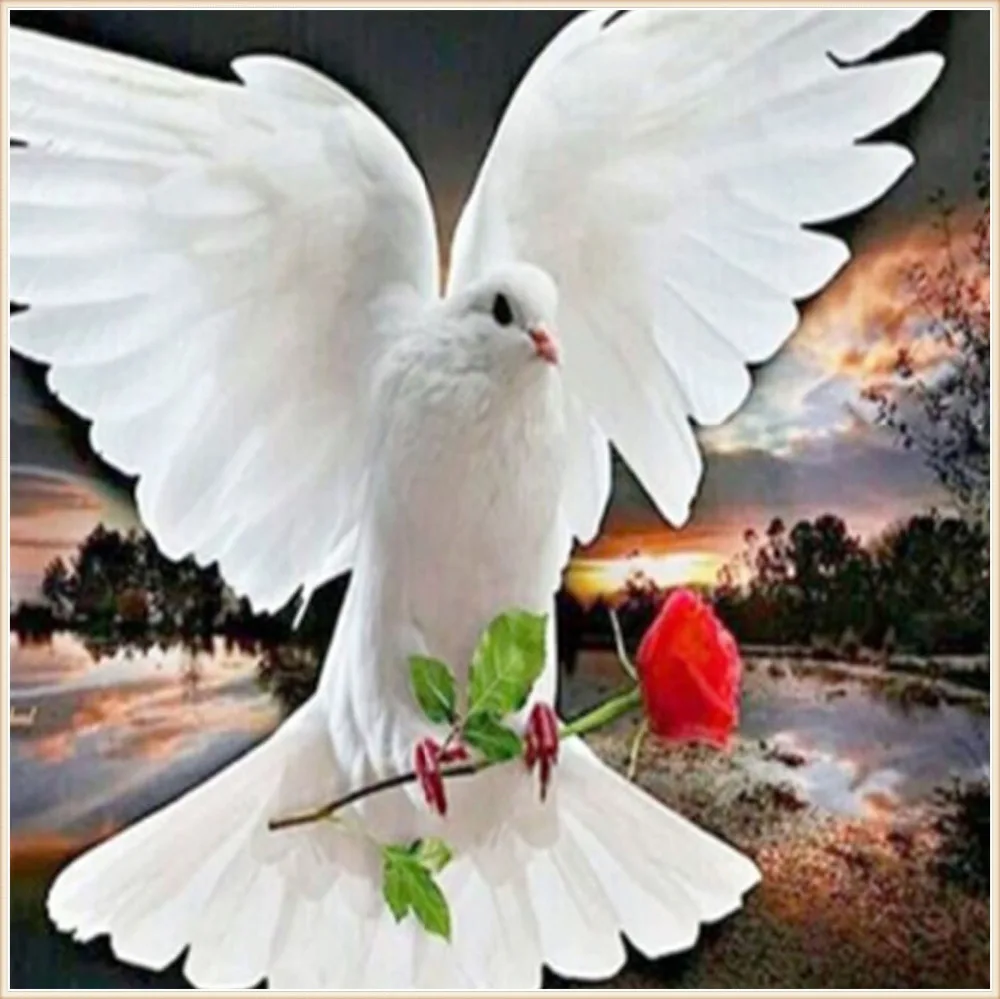

new year DIY 5D Diamond Embroidery Diamond Mosaic Dove rose square Diamond Painting Cross Stitch Kits Home Decoration