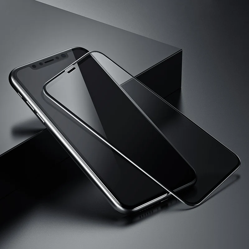 Baseus 0,23 мм Защита экрана для iPhone Xs XR Xs Max защитное стекло полное покрытие закаленное стекло для iPhone X анти шпион - Цвет: Transparent Black