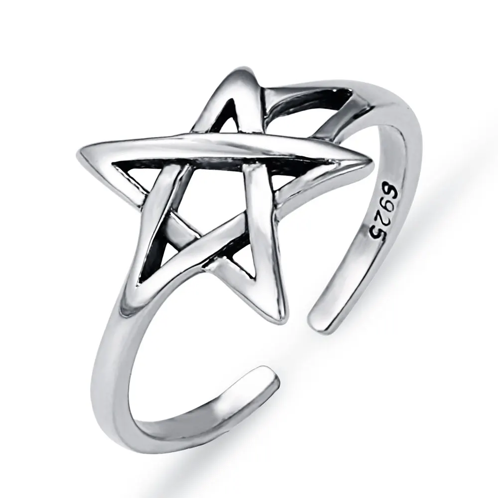 IASHUNTAI Мода 925 пробы Серебряные кольца для Для женщин стрелка звезды Дизайн тайский Серебряные ювелирные изделия Открытое кольцо для влюбленных best подарки - Цвет основного камня: 925 Silver Ring