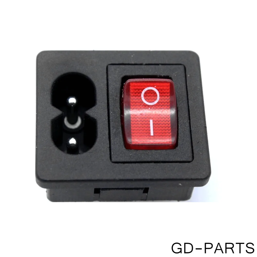 

1PC IEC320 C8 Power Cord Inlet Socket receptacle With ON-OFF Red Light Rocker Switch 250V 2.5A FOR Computer Amplifier CCC CE TUV