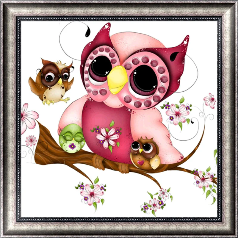 

DIY Diamond Embroidery Animal Cartoon Owl 5D Diamond Painting Cross-stitch Picture Rhinestone Round Diamond Mosaic Kit