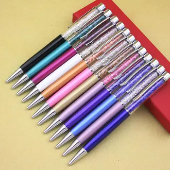 

Wholesale 12pcs/lot Good Quality 12 Different Color Bling Crystal Roller Ball/Ballpoint Pen For Gift Free Shipping Pens