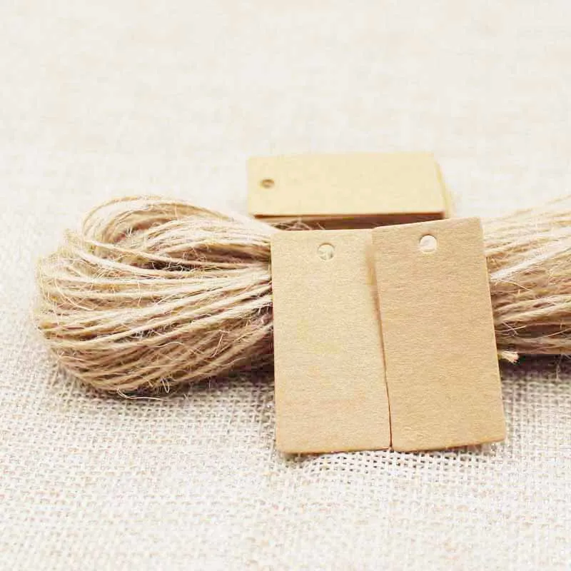 

4*2cm blank Gift Tags black/kraft retangular Festival Wedding Decoration Mini Luggage Label 50pcs with 50pcs hemp string