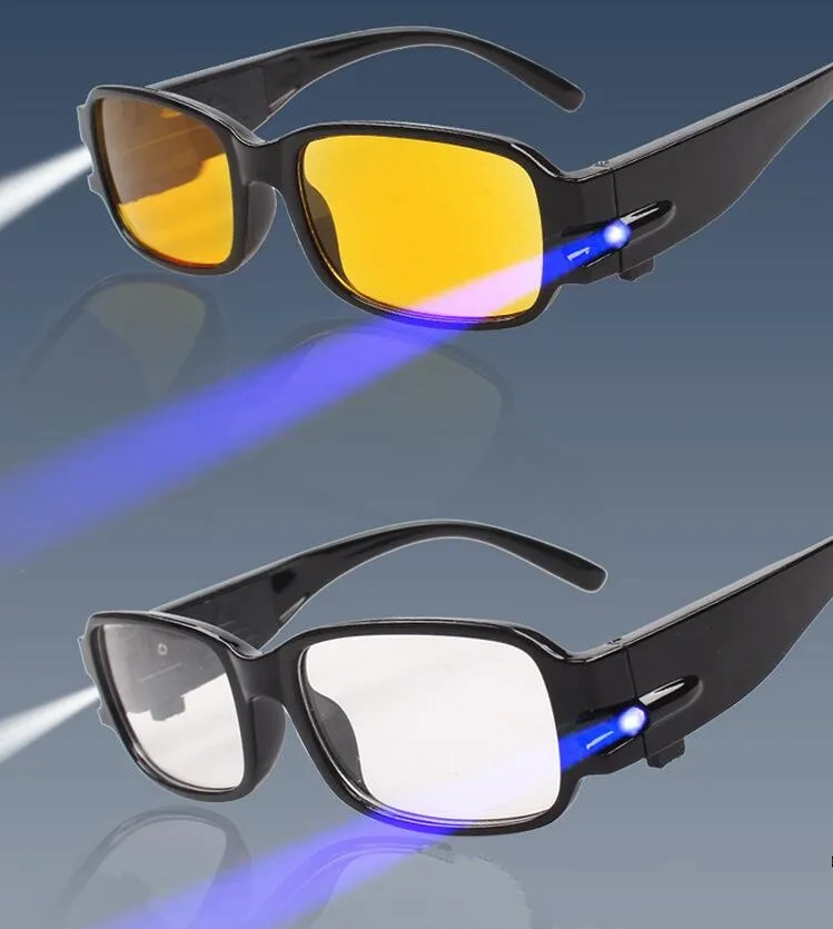 2 colors lens Night Vision aged Glasses LED lighting Check function