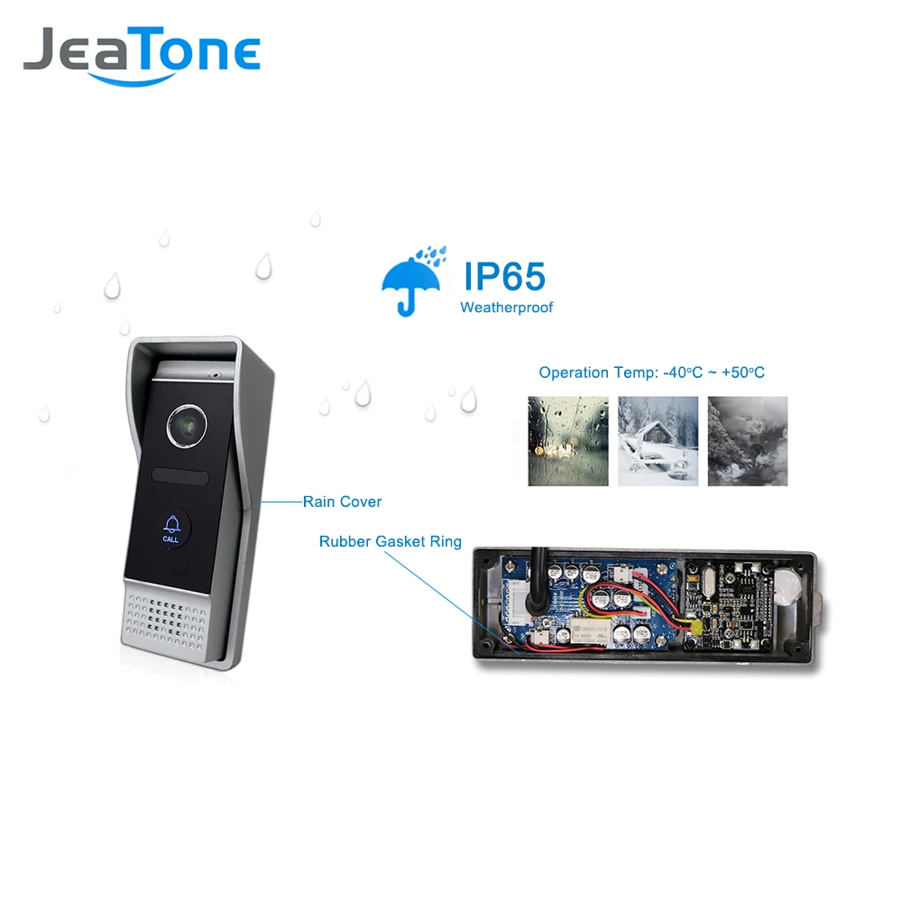 Jeatone 10" TFT Display wired Video doorbell Door Phone Intercom &3.7mm Lens Touch Key Outdoor Camera For Home Security