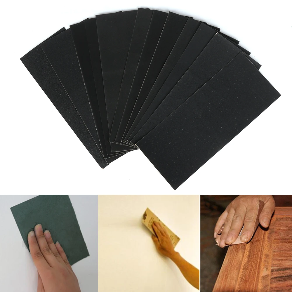 

2pcs 9*3.6 Wet/Dry Sandpaper Abrasive Sanding Paper Sheets 120-2000 Grit Metal Grinding Polished Tools