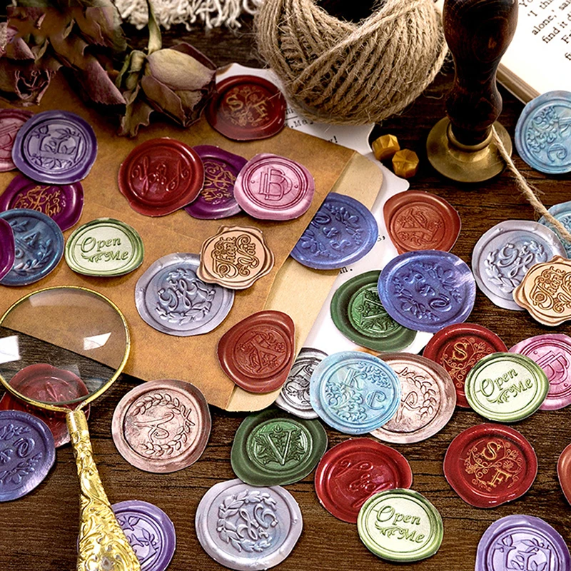 

45 pcs/pack Retro Sealing Wax Bullet Journal Decorative Stickers Adhesive Stickers DIY Decoration Diary Stationery Stickers
