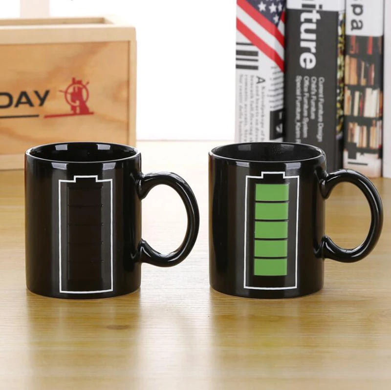 Cup Ceramic Battery Magic Mug Positive Energy Color Changing Discoloration Coffe 