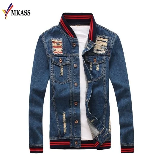 MKASS Hot Spring Autumn Denim Jacket Men Turn-Down Collar Fashion Slim Outerwear Jaquetas Masculino Jeans Jacket Plus size 5XL