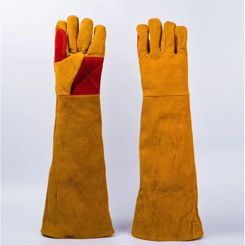 

Hot 60cm High Quality Welding Work Safety Gloves Heat Wear Resistant Thickened Leather Welders Prevent Cutting Protective Gloves