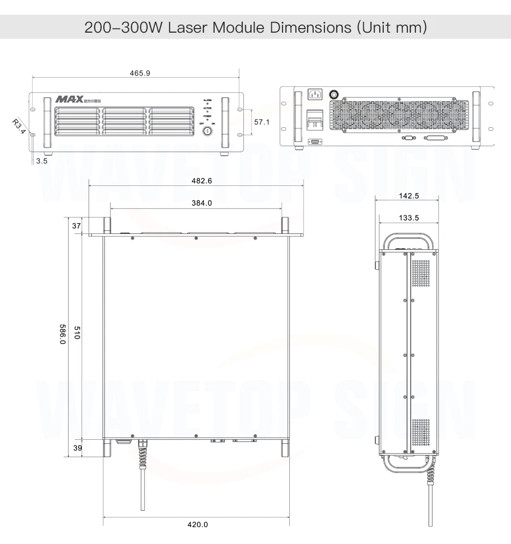 Макс Акустооптический Q-switched волоконный лазер 100-500 Вт серии 1064nm высокое качество использования для лазерной маркировки лазерной резки