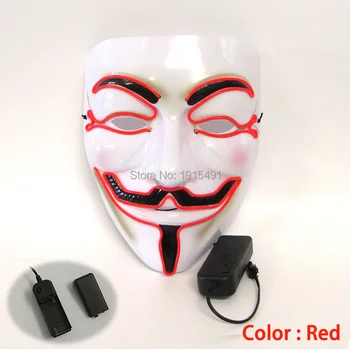 

Fashion LED glowing mask Neon Light Party decorative 10 Colors popular EL Mask Powered by 2-AA batteries for Novelty Lighting