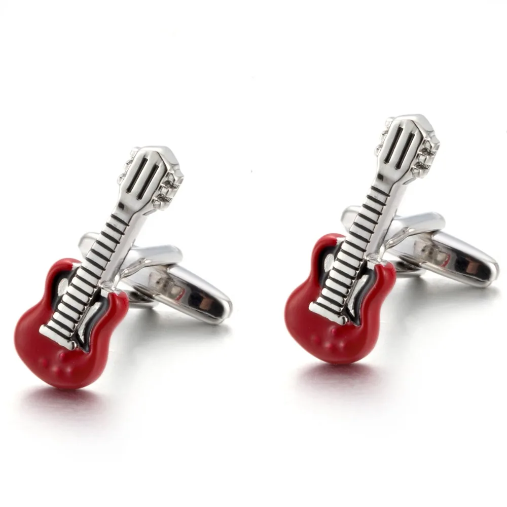 

Vagula New Silver-Color Plating Guitar Cufflinks Funny Cuff links Wedding Men's cufflinks French Shirt Cuff link 782